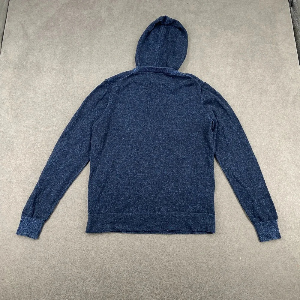 Michael‎ Kors Hoodie Womens Medium Navy Blue Knit Ribbed Kangaroo Pockets Winter